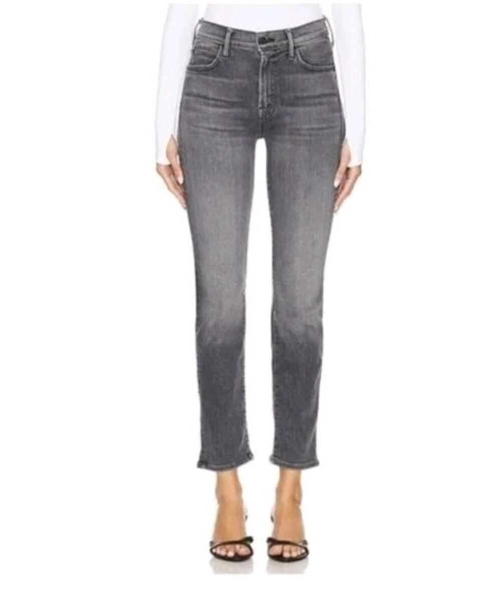 Mother The Rascal Flood In Magic 8 Ball Jeans Womens Size 28 Gray Stretch Denim